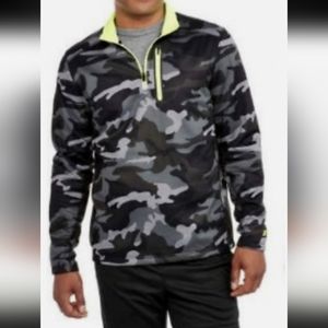 AWESOME GREY CAMO 1/4 ZIP FLEECE LINED SWEATSHIRT